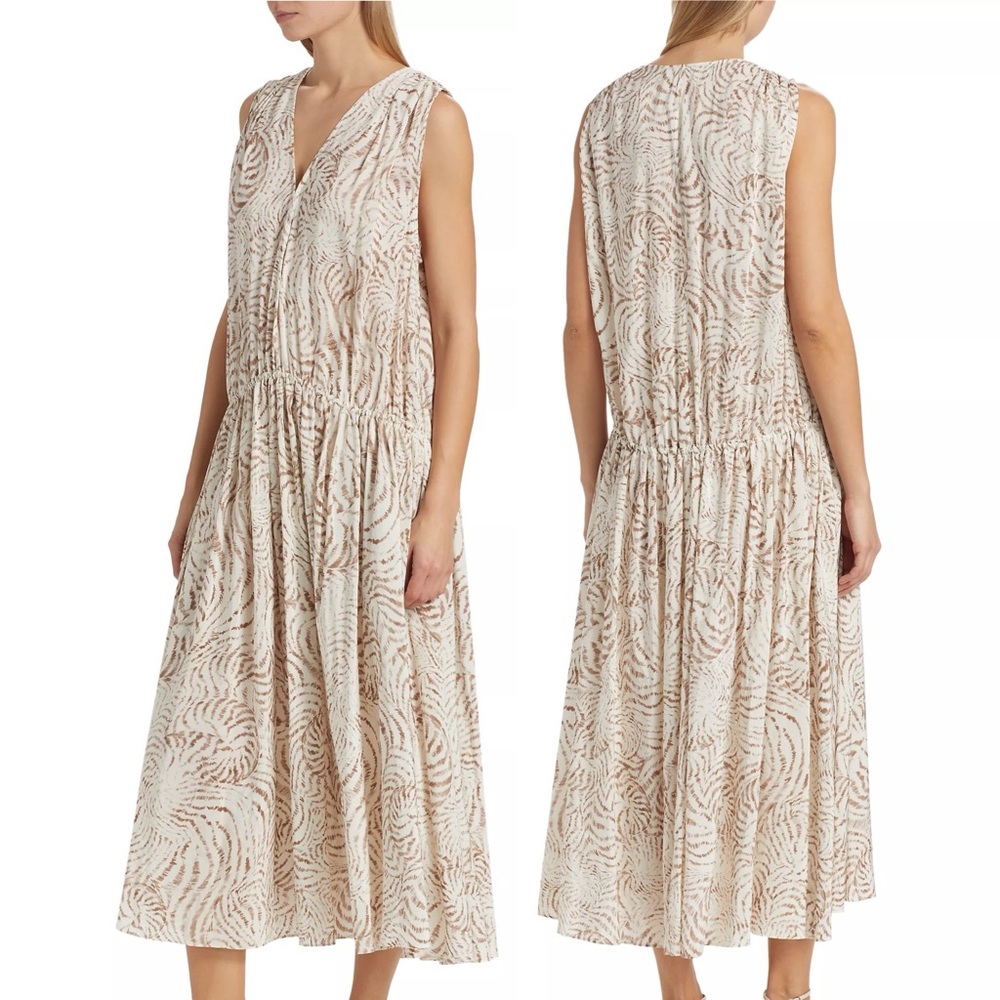 Anine Bing NWT Size L Cotton Blend Seashell Mia Sleeveless Midi Dress